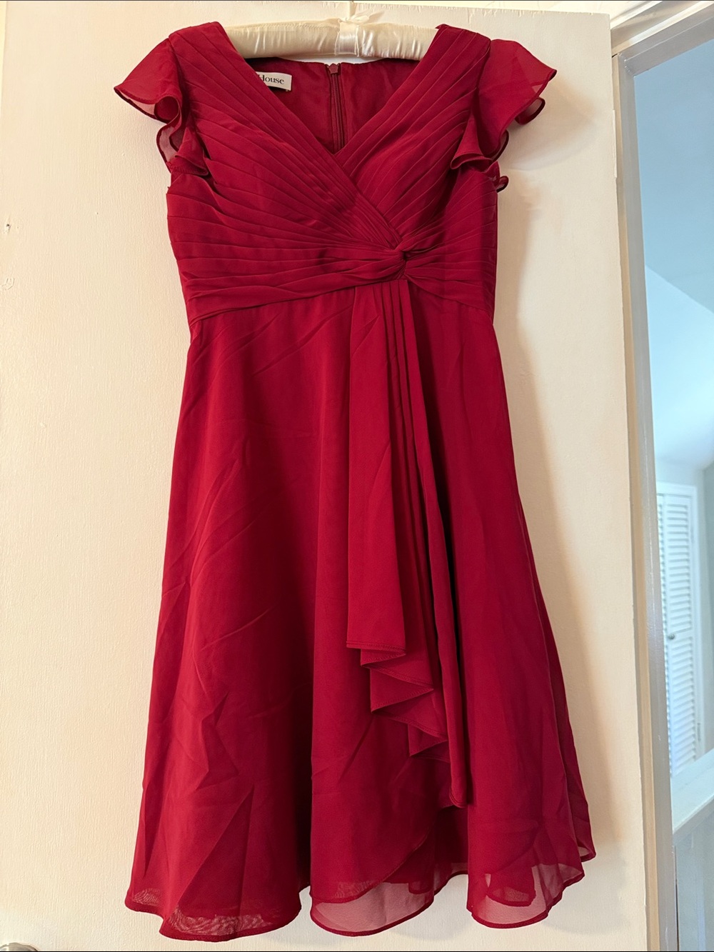 JJs House Raspberry Midi Party Dress with Knot Detail